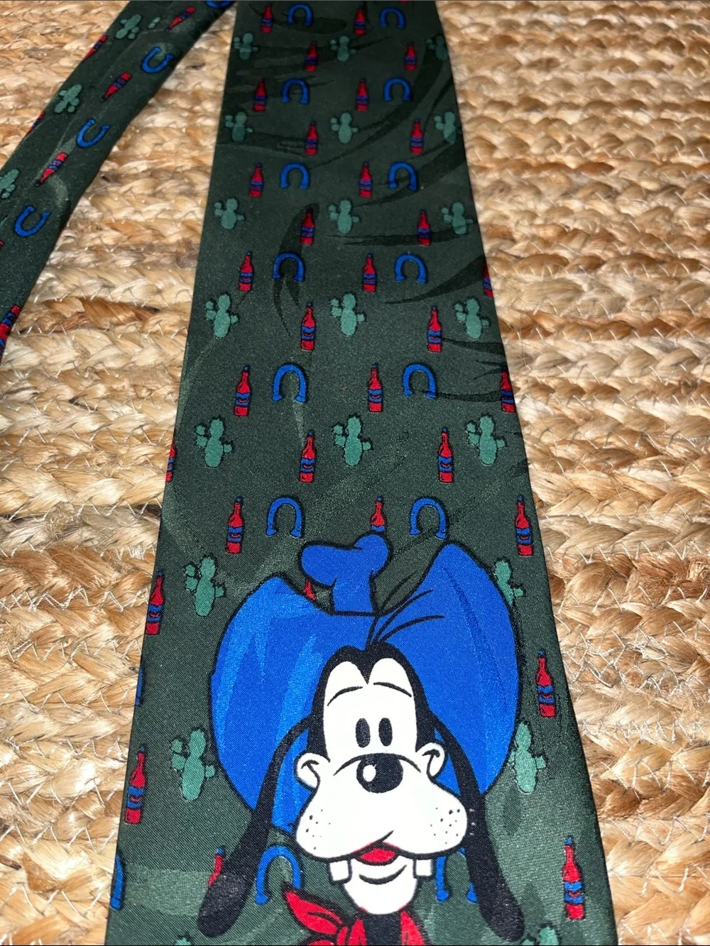 Vintage Disney Cowboy  Goofy Novelty Tie in Green, Blue, Purple